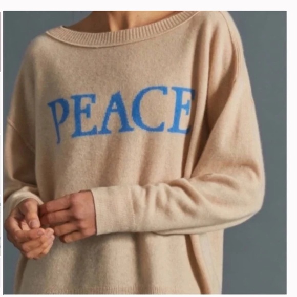 Anthropologie Sweaters - Anthropologie Saturday Sunday Emmeline Cashmere “PEACE” Crewneck, S